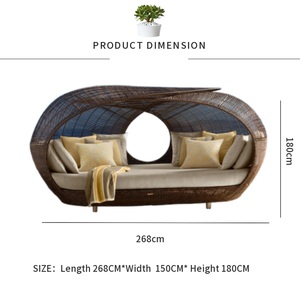 Coussins en rotin modernes bon marché <span class=keywords><strong>Lit</strong></span> en métal Nid d'oiseau Coussins à <span class=keywords><strong>baldaquin</strong></span> extérieur Patio rond <span class=keywords><strong>Lit</strong></span> Canapé Canopy Daybed avec gigogne - Product Image 3