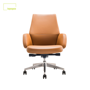 Chaise de bureau Kepo, chaise de travail en cuir à dossier moyen sans roulettes, chaises pour invités pour salle de conférence - Product Image 4