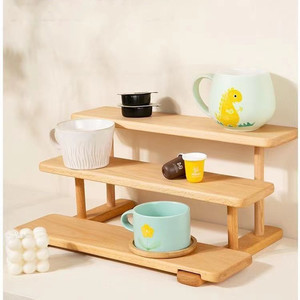Wooden Desktop Storage Rack 3 Tier Solid Wood Organizer For Perfume Cosmetics Home Office Use - Product Image 2