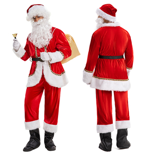 Costume <span class=keywords><strong>de</strong></span> Père Noël pour homme adulte, ensemble <span class=keywords><strong>de</strong></span> vêtements en velours rouge, pantalon, tenue <span class=keywords><strong>de</strong></span> scène, taille plus, vente en gros en stock - Product Image 1