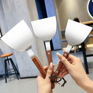 Stainless Steel Kitchen Spatula Set 3 <b>Pc</b> Wooden Handle Heat Resistant For Cooking Steak Pizza Teppanyaki - Product Image 1