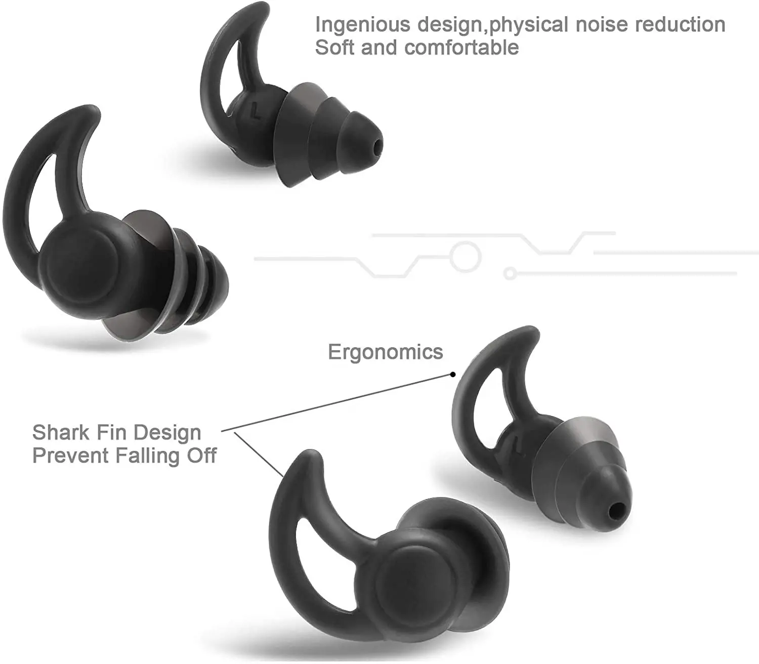 Benutzer definierte Box Verpackung Shark Fin Ohr stöpsel zum Schlafen Geräusch unterdrückung Silikon Ohr stöpsel Sound Blocking Gehörschutz Schwimmen