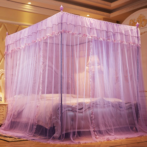 Mosquitero Plegable Tipo Tienda de Campaña con Tres Puertas, Diseño de Princesa, Soporte de Piso, Fibra de Poliéster Gruesa, para Uso Doméstico, Cama Doble - Product Image 2