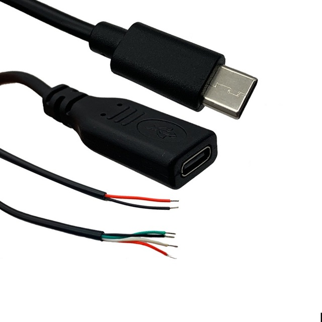 USB Type-C Pigtail 1m Male Female Open End Nickel Plated Bare PVC Pure Copper Conductor 24/28AWG 2-4 Cores Fast Mobile Phone
