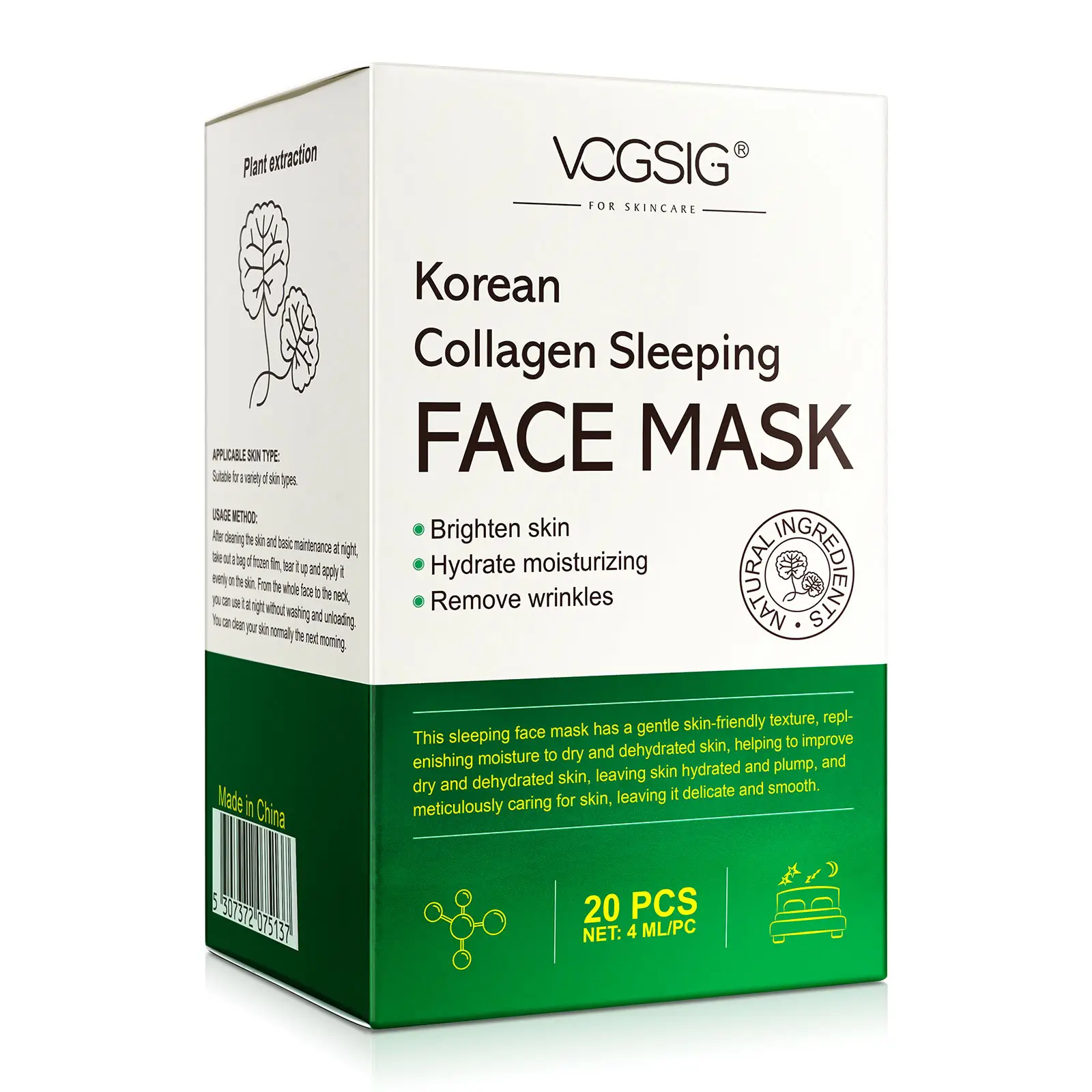 Vogsig Korean Moist urizing Bright ening Nou rishing White ning Mask Kollagen Schlafende Gesichts maske