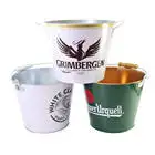 Ice Bucket Custom Round Beer Champagne Whiskey Metal Galvanized Tin Ice Bucket With Bottle Opener And Handle