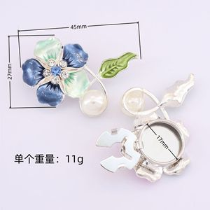 Boutons de chemisier en émail à motif floral avec accent perle et cristal, boutons à motif floral effet goutte d'huile pour mariage et fiançailles, vente en gros - Product Image 2