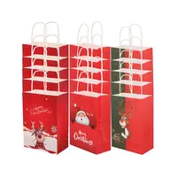 Toptan noel kağıt hediye çantası ambalaj Merry Christmas biyobozunur Kraft kağıt alışveriş çantası