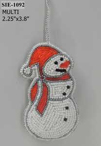 Adorno navideño de muñeco de nieve hecho a mano con cuentas, lindo muñeco de nieve con cuentas, colgante navideño, fabricante y proveedor - Product Image 2