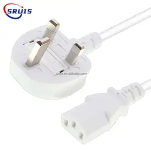 UK Iec C7 Male Connector TV Power Cord Plug Extension Lead with Fuse 3 Pin C7 Power Cord