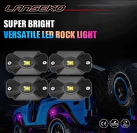 LANSEKO - Juego de 6 Luces LED para Roca con Modo RGBW y Control Remoto RF por Aplicación, Luces LED de Iluminación Inferior para Camiones, UTV y ATV de 12V y 24V