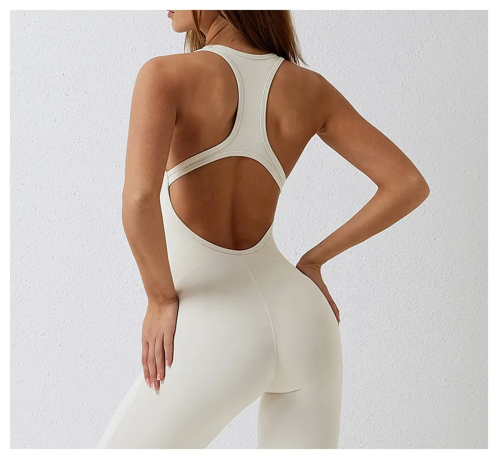 Pakaian Olahraga Push Up Legging Satu Potong Yoga Jumpsuit Gym Pakaian Kebugaran untuk Wanita Bodysuit