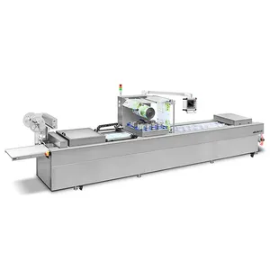 Fully Automatic Bacon Sausage Meat Food Continuous Vacuum Thermoforming Forming Line Vacuum Packaging Machine