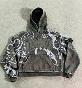 MZNoffers <span class=keywords><strong>Felpa</strong></span> con Cappuccio Vintage Personalizzabile da Uomo con Effetto Usurato e Camicia Oversize Streetwear Ricamata Personalizzabile - Product Image 1