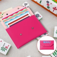 Sac de rangement pour Mahjong en cuir synthétique bleu roi, magnétique, étanche, pliable, avec porte-cartes, accessoire de table de jeu portable