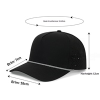 Gorra de béisbol deportiva OEM de 5 paneles con malla curva, de poliéster verde, con cuerda y logotipo bordado personalizado