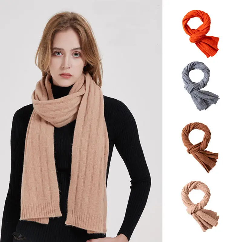 Оптовая продажа Зимний теплый мягкий шерстяной вязаный шарф для женщин