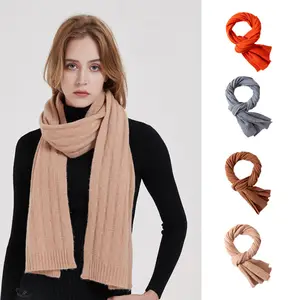 Оптовая продажа Зимний теплый мягкий шерстяной вязаный шарф для женщин