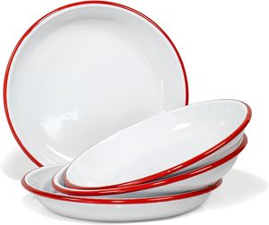 Plato esmaltado de Metal desechable de lujo, <span class=keywords><strong>Pizza</strong></span> ecológico para plato de comida, bandeja para servir aperitivos, ensaladas, contenedores de frutas para la escuela - Product Image 1