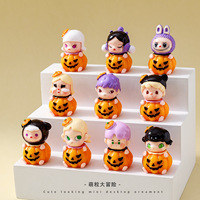 1 ensemble de figurines de personnages de dessins animés mignons, objets à habiller de petite taille, peluche en résine, lapin amusant, charme de fille, artisanat d'Halloween, ornements de bureau