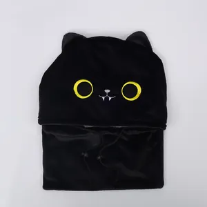 หมวกกำมะหยี่แมวสีดำสำหรับใช้ในฤดูหนาว
