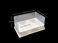 Boîtes de boulangerie rectangulaires jetables écologiques en gros, 2 compartiments, transparentes, en plastique PET, pour base de sandwich, pizza