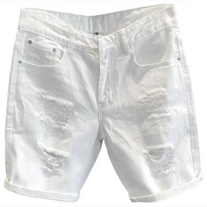 กางเกงยีนส์ขาสั้นสีขาวสำหรับฤดูร้อน2024กางเกงยีนส์ทรงตรงลำลองยืดระบายอากาศผ้าฝ้าย100% ยาวห้าจุดสำหรับผู้ชาย - Product Image 5