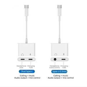 High Quality <b>Type</b> <b>C</b> Earphone <b>Adapter</b> 2 in 1 USB <b>Type</b> <b>C</b> to 3.5MM Headphones Jack Audio <b>Adapter</b> Cable Converter - Product Image 2
