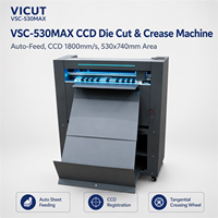 Machine de découpe et de pliage automatique de feuilles Vicut, découpe de blancs, découpe de contour pour la production de petites étiquettes personnalisées et d'emballages