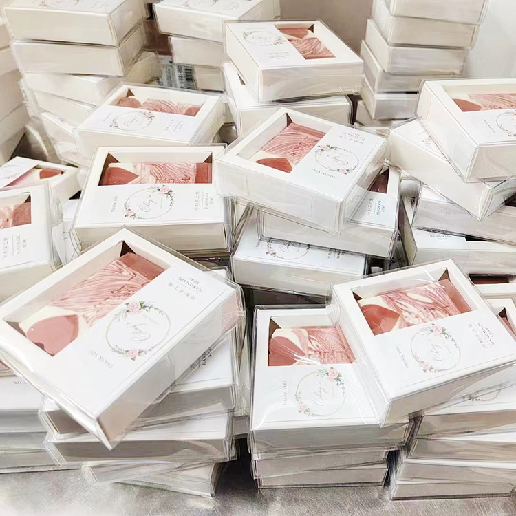eco friendly custom logo printing kraft clear packaging handmade bar soap gift box for soap
