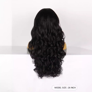 <span class=keywords><strong>Perruque</strong></span> <span class=keywords><strong>synthétique</strong></span> pour femme, style européen et américain, <span class=keywords><strong>demi</strong></span>-<span class=keywords><strong>perruque</strong></span> noire volumineuse, longue et bouclée, type Yaki, avec raie en V, fabriquée à la machine - Product Image 4