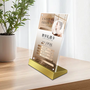 Exhibidor de Escritorio Personalizado de Acero Inoxidable, Soporte de Menú Acrílico, Porta Letreros - Product Image 1