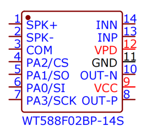Puce vocale haute puissance WT588F02BP-14S puces d'enregistreur de commande vocale pour alarme sonore et lumineuse d'alarme incendie - Product Image 2