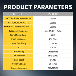 Amplificador Automotriz Estilo Brasileño Clase <span class=keywords><strong>D</strong></span> de Alta Potencia de 3500W con Diseño de Radiador Crossover Mono de Alta Potencia para Altavoz Subwoofer - Product Image 5