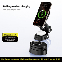 Chargeur sans fil pliable 3-en-1 15W avec indicateur LED pour téléphone portable, écouteurs et montre – Nouveaux produits 2026