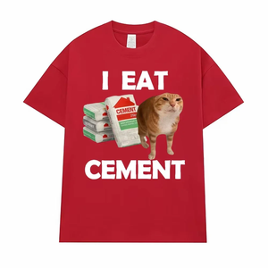เสื้อยืดลายแมวต้องคำสาปกินปูนซีเมนต์ ตลกๆ แฟชั่นลำลอง สไตล์วินเทจ เสื้อยืดสตรีทแวร์ผู้ชาย สำหรับฤดูร้อน - Product Image 2
