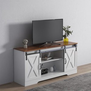 Meuble de salon moderne console média meuble TV support avec porte coulissante de grange meuble TV en bois centre de divertissement