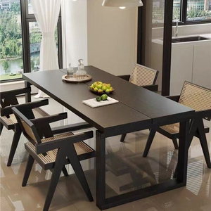 Mesa de Comedor Ovalada de Madera Maciza Negra de Estilo Nórdico - Serie de Diseño <span class=keywords><strong>Moben</strong></span> para Sala de Estar y Hogar - Product Image 5