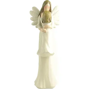 New Arrivals Resin Angel Figurine Mother Daughter Cuddling Angel Statue For Home Decor