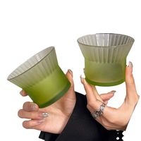 Tasse à café en verre à dégradé de couleur personnalisée, verre à boisson froide, tasse à thé, rayures verticales, tasse à latte pour un usage domestique