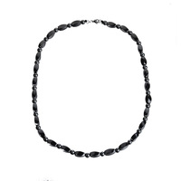 Collier unisexe fait main avec perles de hématite magnétique simples et chaîne en bambou, bijoux hip-hop transfrontaliers
