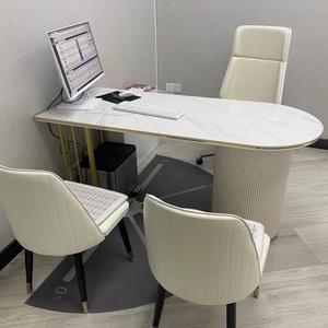 Escritorio de Oficina de Lujo Ligero Estilo Italiano en Oferta, Escritorio de Estudio con Placa de Roca Simple, Escritorio de Recepción para Salón de Belleza, Consultorio Médico y de Estética - Product Image 5