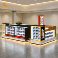 Table de présentation de téléphones portables en bois avec éclairage LED, accessoires pour téléphones, présentoir pour magasin de détail