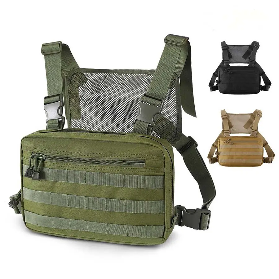 Bolsa de transporte para acampamento ao ar livre, bolsa de arnês frontal de combate Molle EDC, bolsa de mão tática de sobrevivência para equipamento de caminhada