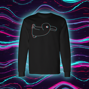 Camiseta de manga larga con ilusión óptica de Trippy Duck Rabbit, diseño novedoso, color negro - Product Image 3
