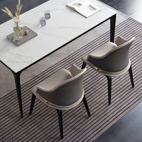 Chaise de salle à manger en bois massif de style italien minimaliste, fauteuil en cuir ultra-fibre, chaise de table à manger avec rembourrage doux, cafés, salons de thé