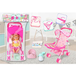 Nouveaux enfants filles 12 pouces 12 sons anglais Ic doux bébé poupées jouets avec biberon urinoir bassin couche dîner assiette landau - Product Image 1