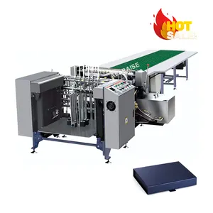 Gold Supplier Cartonboard Automatic Feeding and Pasting Machine Rigid Box Gluing Machine Paper Glue Machine With Conveyor