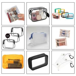 गर्म ग्लूइंग और मोटी pvc पोर्टेबल ट्रैवल वॉश बैग pvc पारदर्शी मेकअप बैग बहु कार्यात्मक स्नान सौंदर्य प्रसाधन भंडारण बैग - Product Image 5