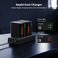 K&F Concept 2 Paket Baterai Kamera Daya Tinggi 6600mAh NP-F970 dan Set Pengisi Daya LED untuk Sony NP-F550 F570 F750 F770 F930 F950 F960
